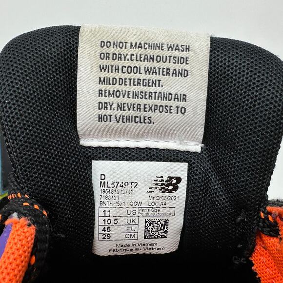 New Balance 574 Sneakers Mens 11 Purple Black Orange Suede Retro 90s ML574 PT2 main image 11